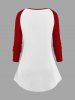 Plus Size Christmas Tree Floral Butterfly Elf Print Long Sleeves T-shirt -  