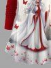 Plus Size Christmas Tree Floral Butterfly Elf Print Long Sleeves T-shirt -  