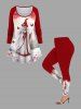 Plus Size Christmas Tree Floral Butterfly Elf Print Long Sleeves T-shirt -  