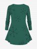 Plus Size Christmas Snowflake Light Cute Dinosaur Print Long Sleeves T-shirt -  
