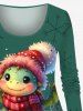 Plus Size Christmas Snowflake Light Cute Dinosaur Print Long Sleeves T-shirt -  