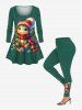 Plus Size Christmas Snowflake Light Cute Dinosaur Print Long Sleeves T-shirt -  