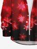 Chemise Boutonnée Teintée Ombré Galaxie et Flocon de Neige de Noël Imprimés à Manches Longues Grande Taille pour Homme - Rouge 5XL