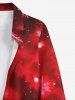 Chemise Boutonnée Teintée Ombré Galaxie et Flocon de Neige de Noël Imprimés à Manches Longues Grande Taille pour Homme - Rouge 5XL