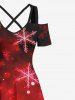 Maxi Robe Ligne A Croisée Ombrée Galaxie Imprimée Grande Taille à Paillettes - Rouge 4X