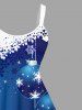 Plus Size Christmas Ball Ombre Snowflake Print A Line Tank Dress -  