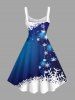 Plus Size Christmas Ball Ombre Snowflake Print A Line Tank Dress -  