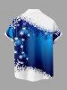 Plus Size Christmas Ball Ombre Snowflake Print Button Pocket Shirt For Men -  