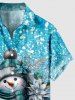 Chemise de Noël 3D Boule et Bonhomme de Neige Imprimés de Grande Taille à Paillettes avec Boutons - Bleu L
