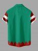 Plus Size Christmas Bells Candy Clown Costume Print Buttons Pocket Shirt For Men -  
