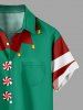 Plus Size Christmas Bells Candy Clown Costume Print Buttons Pocket Shirt For Men -  