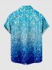 Chemise de Noël 3D Boule et Bonhomme de Neige Imprimés de Grande Taille à Paillettes avec Boutons - Bleu 2XL