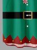 Plus Size Christmas Bells Candy Clown Costume Print Buttons Pocket Shirt For Men -  