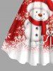 Plus Size Christmas Snowman Snowflake Gift Box Colorblock Glitter 3D Print Tank Dress -  