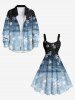 Robe Débardeur de Noël Ombré Flocon de Neige Imprimé de Grande Taille - Bleu 3X