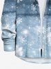 Plus Size Christmas Snowflake Ombre Print Buttons Pocket Shirt For Men -  