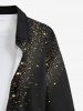 Plus Size Christmas Star Sparkling Sequin Glitter 3D Print Buttons Pocket Long Sleeve Shirt For Men -  
