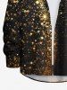 Plus Size Christmas Star Sparkling Sequin Glitter 3D Print Buttons Pocket Long Sleeve Shirt For Men -  