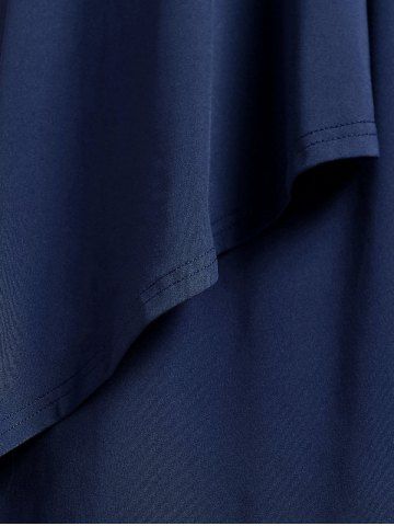 Plus Size Lace Up Buckle Grommet Layered Butterfly Sleeve Dress