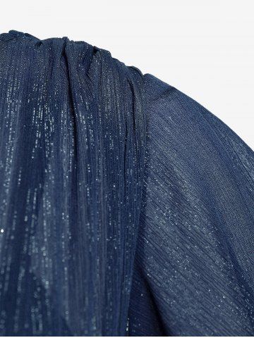 Plus Size Lace Up Buckle Grommet Layered Butterfly Sleeve Dress