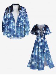 Christmas Snowflake Glitter 3D Print Plus Size Matching Outfit For Couples -  