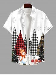 Chemise Bonhomme de Neige Boule et Flocon de Neige Imprimés de Noël avec Poche de Grande Taille pour Homme - Multi-A 4XL
