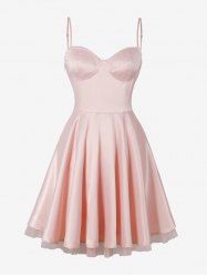 Solid Color Lace Trim Vintage Cami Dress -  