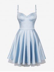 Solid Color Lace Trim Vintage Cami Dress -  