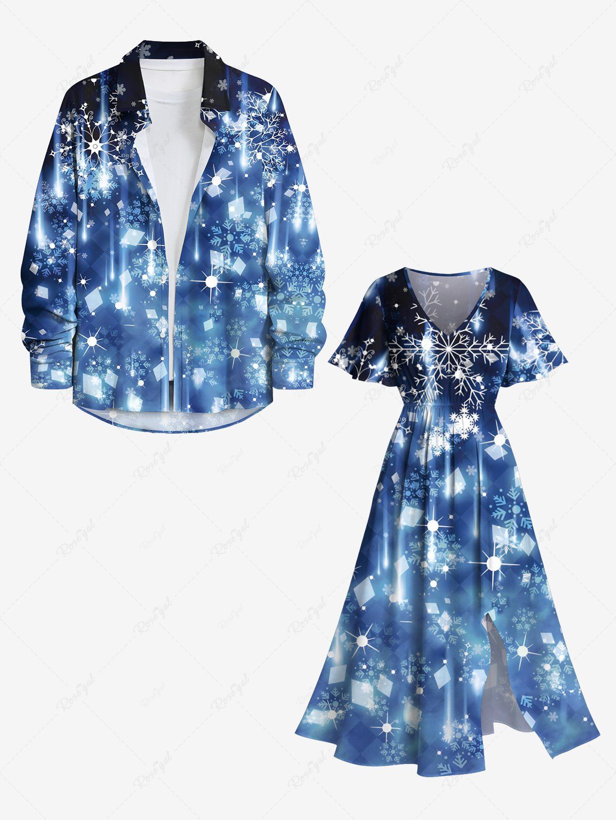 Shops Christmas Snowflake Glitter 3D Print Plus Size Matching Outfit For Couples  