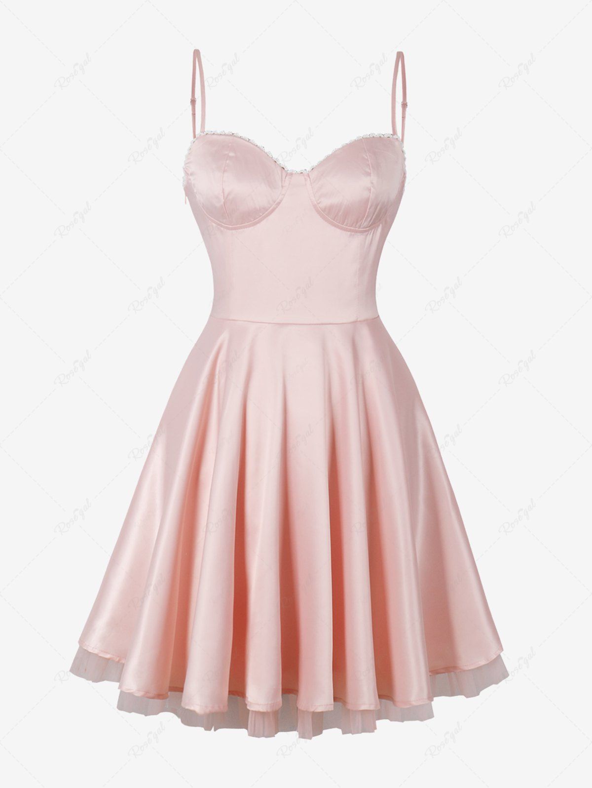 Latest Solid Color Lace Trim Vintage Cami Dress  