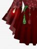 Christmas Glitter Sparkling Paint Drop Sequins Print Lattice Long Sleeves T-shirt and Flare Pants Plus Size Matching Set -  