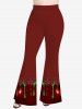 Christmas Glitter Sparkling Paint Drop Sequins Print Lattice Long Sleeves T-shirt and Flare Pants Plus Size Matching Set -  