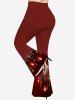 Christmas Glitter Sparkling Paint Drop Sequins Print Lattice Long Sleeves T-shirt and Flare Pants Plus Size Matching Set -  