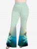 Plus Size Christmas Snowflake Galaxy Star Glitter 3D Print Flare Pants -  