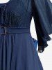 Plus Size Lace Up Buckle Grommet Layered Butterfly Sleeve Dress -  