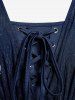 Plus Size Lace Up Buckle Grommet Layered Butterfly Sleeve Dress -  
