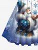 Robe de Noël Trapèze Ligne A Ombré Père Noël et Flocon de Neige Imprimés de Grande Taille - Bleu 3X