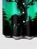 Chemise Boutonnée Etoile Sapin de Noël et Galaxie Imprimés Grande Taille avec Poche Jointive - Noir 2XL