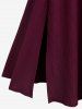 Plus Size Ruched Lace Up Mesh Bell Sleeves Textured Split Dress -  