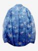 Chemise Manches Longues à Imprimé Flocons de Neige et Père Noël Grande-Taille pour Hommes - Bleu 2XL