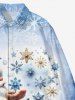 Chemise Manches Longues à Imprimé Flocons de Neige et Père Noël Grande-Taille pour Hommes - Bleu 2XL