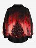 Chemise Manches Longues à Imprimé Élans Sapins de Noël et Flocons de Neige Grande-Taille pour Hommes - Rouge 5XL
