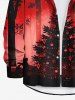 Chemise Manches Longues à Imprimé Élans Sapins de Noël et Flocons de Neige Grande-Taille pour Hommes - Rouge 5XL