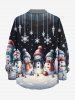 Chemise Boutonnée Imprimé Élément de Noël à Manches Longues Grande Taille - Noir 5XL