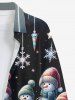 Chemise Boutonnée Imprimé Élément de Noël à Manches Longues Grande Taille - Noir 5XL