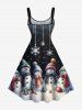 Robe Ligne A Bonhomme de Neige Galaxie et Flocon de Neige Imprimés de Grande Taille à Paillettes - Noir 3X