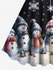 Robe Ligne A Bonhomme de Neige Galaxie et Flocon de Neige Imprimés de Grande Taille à Paillettes - Noir 3X