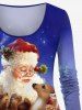 Plus Size Christmas Tree Santa Claus Elk Rabbit Dog Print T-shirt -  