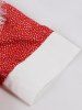 Bowknot Leaf Print Lace Trim Neck Tie Buttons Vintage Dress - Rouge XXL