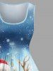 Plus Size Christmas Tree Santa Claus Elk Snowflake Print 1950s Vintage Dress -  